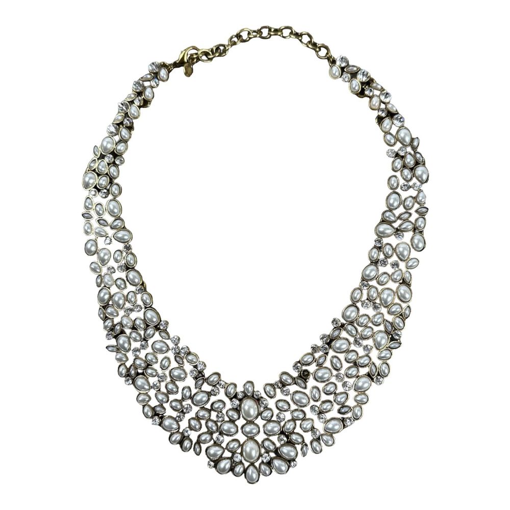 Baublebar Kew Crystal Rhinestone Bib Collar Statement Necklace Antique Gold Tone